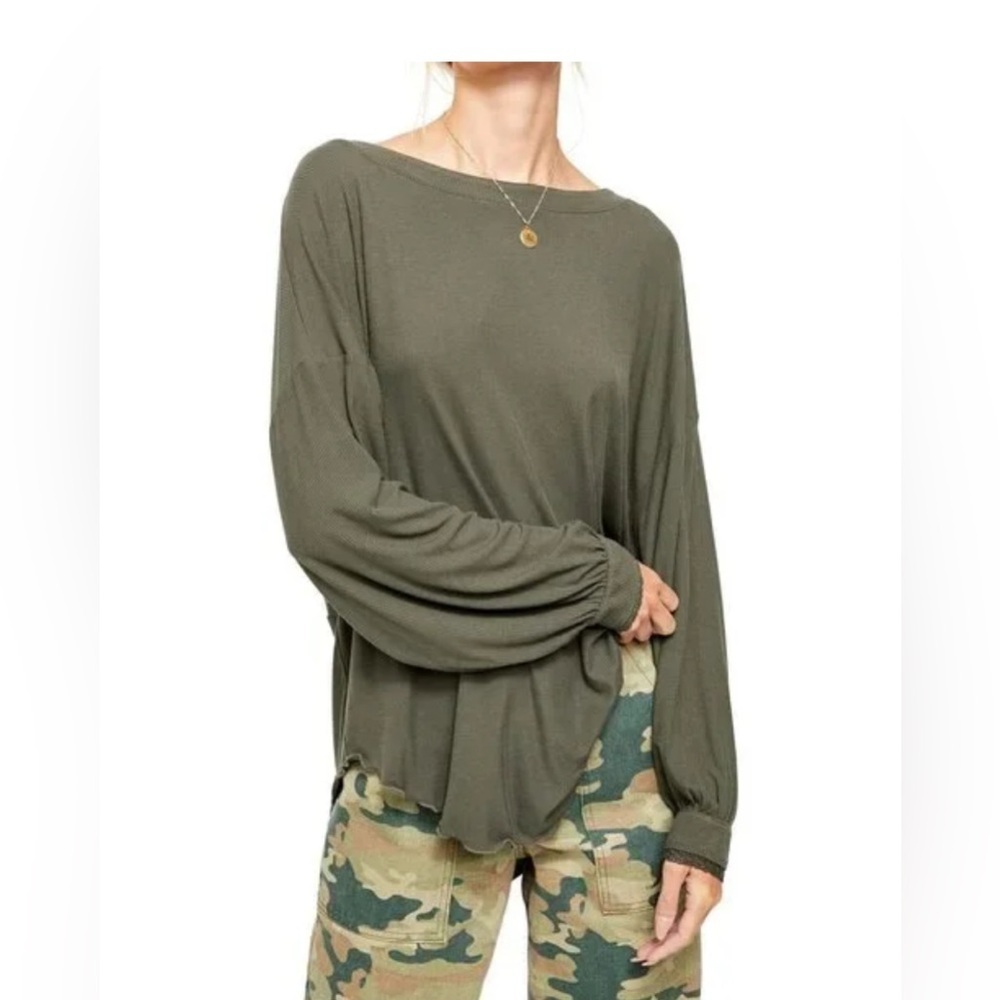 FREE PEOPLE Women’s Shimmy Shake Cowboy Olive Green Top - Size Small